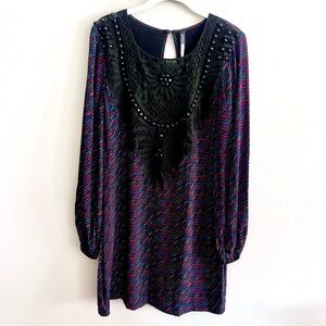 Tracy Reese Black Dress with Multicolor Accents size small NWT